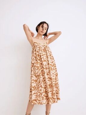 Madewell Linen blend cami midi dress in tropical floral